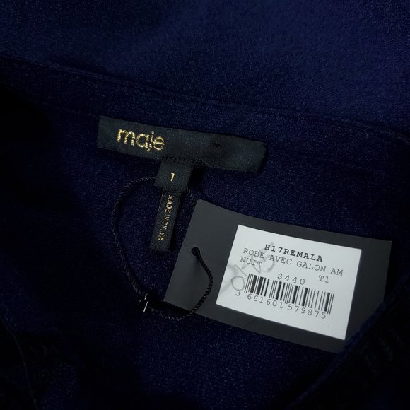 Maje Navy Blue Crochet Amour Designer Remala Dress - Picture 10 of 12